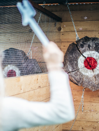 Wettbewerb im Axtwerfen Krakau